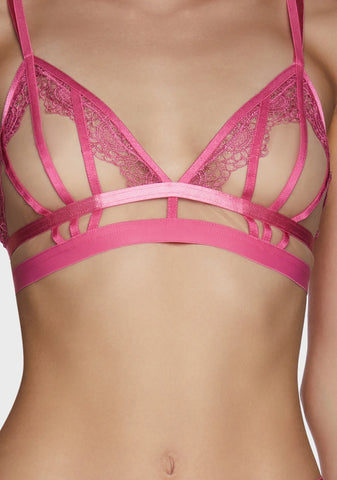 Tasha Illusion Mesh Triangle Bra - Pink