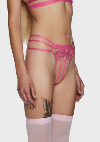 Tasha Illusion Mesh Thong - Pink