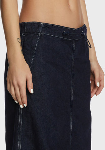 Baggy Denim Maxi Skirt