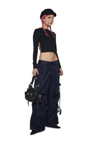 Strappy Cargo Denim Jeans