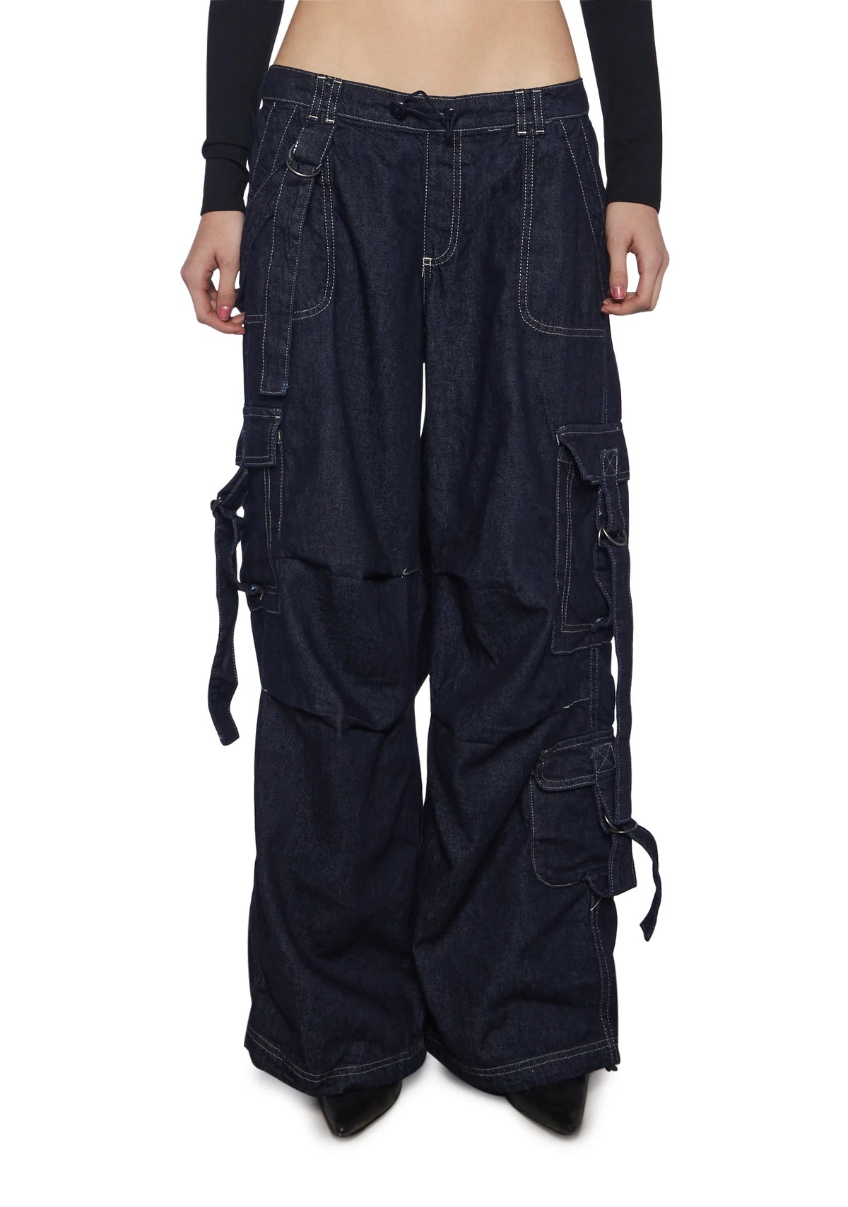 Strappy Cargo Denim Jeans