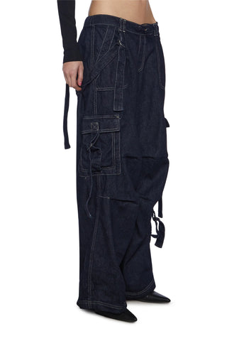 Strappy Cargo Denim Jeans