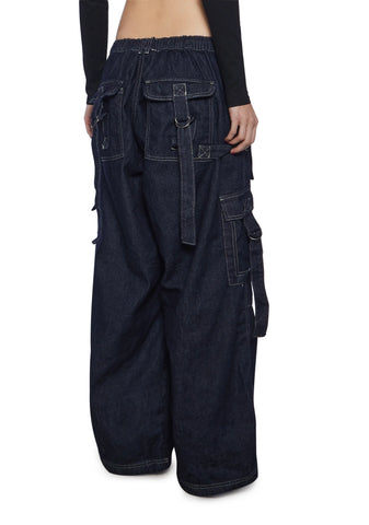 Strappy Cargo Denim Jeans