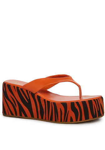 Safari Paradise Platform Sandals-Orange