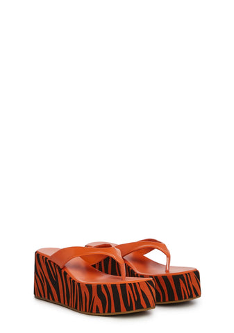 Safari Paradise Platform Sandals-Orange