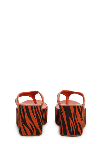 Safari Paradise Platform Sandals-Orange