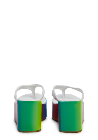 Safari Paradise Platform Sandals-Rainbow