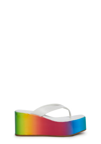 Safari Paradise Platform Sandals-Rainbow