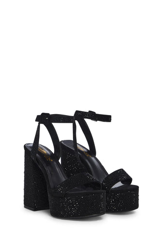 Late Night Dance Block Heels- Black