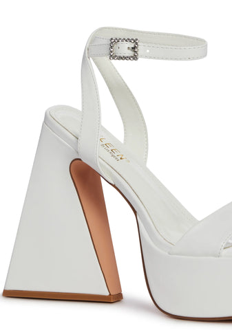 Beach Brunch Block Heels-White