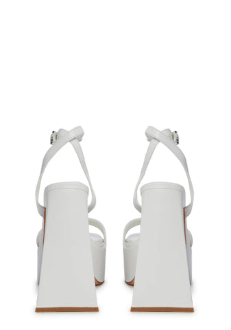 Beach Brunch Block Heels-White