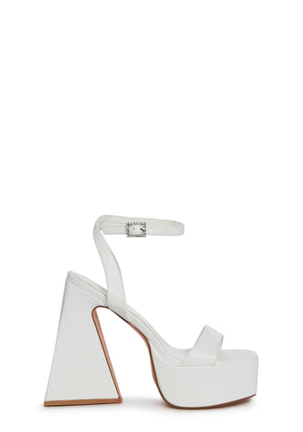 Beach Brunch Block Heels-White