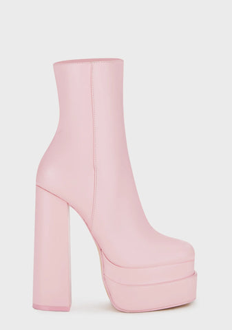 Supine Platform Ankle Boots - Pink