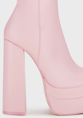 Supine Platform Ankle Boots - Pink