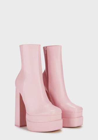 Supine Platform Ankle Boots - Pink