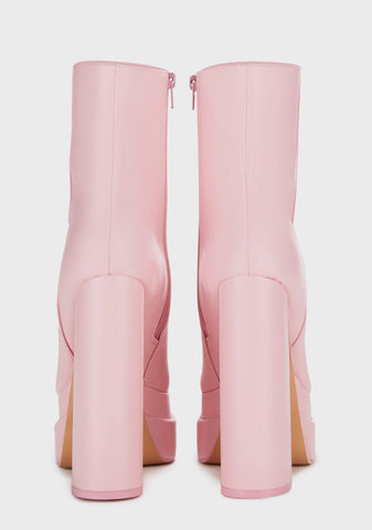 Supine Platform Ankle Boots - Pink