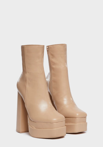 Supine Platform Ankle Boots - Brown