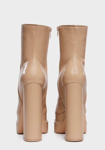 Supine Platform Ankle Boots - Brown