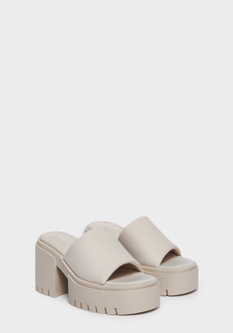 Sabeena Chunky Mule Round Toe Sandals - Off White