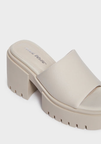 Sabeena Chunky Mule Round Toe Sandals - Off White