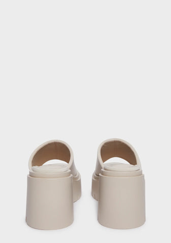 Sabeena Chunky Mule Round Toe Sandals - Off White