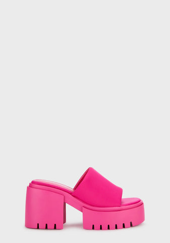Sabeena Chunky Mule Round Toe Sandals - Pink