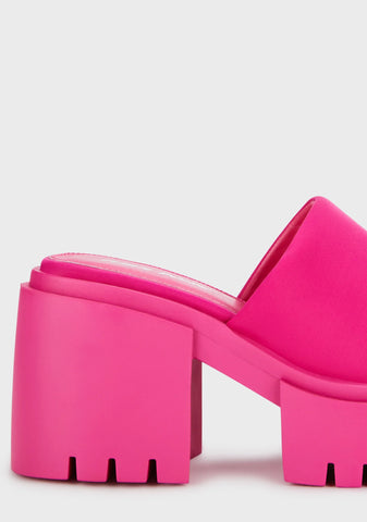 Sabeena Chunky Mule Round Toe Sandals - Pink