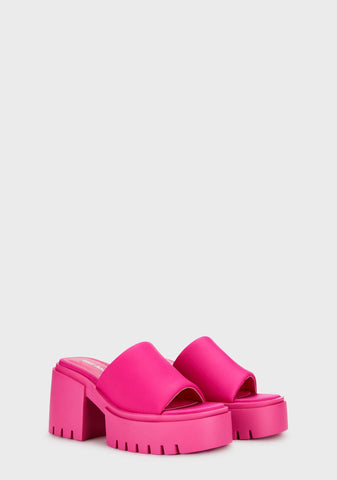 Sabeena Chunky Mule Round Toe Sandals - Pink