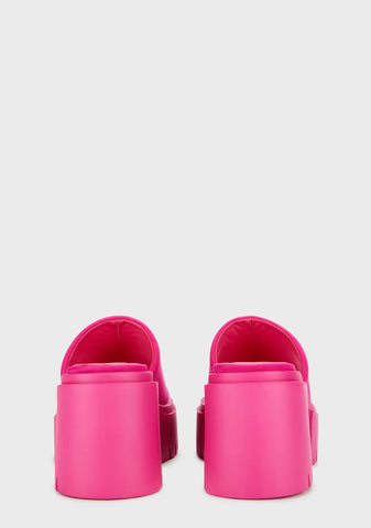 Sabeena Chunky Mule Round Toe Sandals - Pink