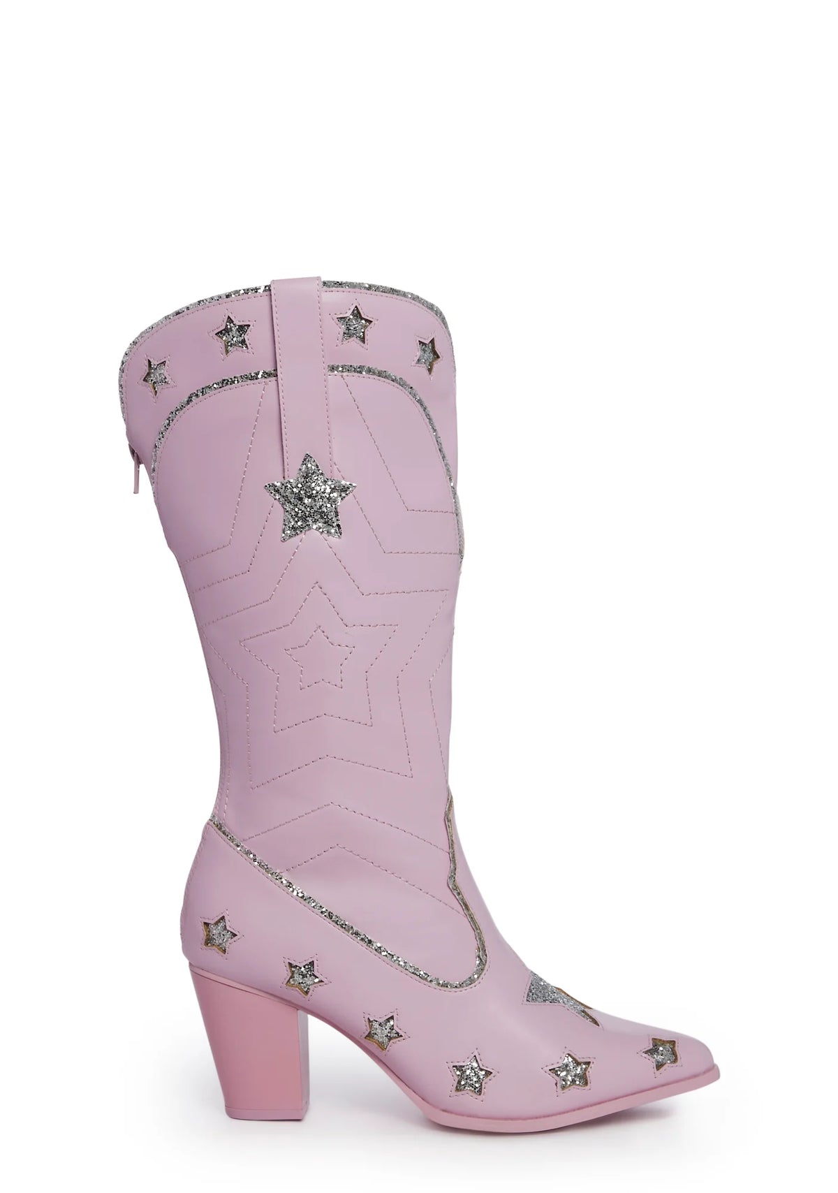 Pearl Star Space Cowgirl Boots - Pink/Silver