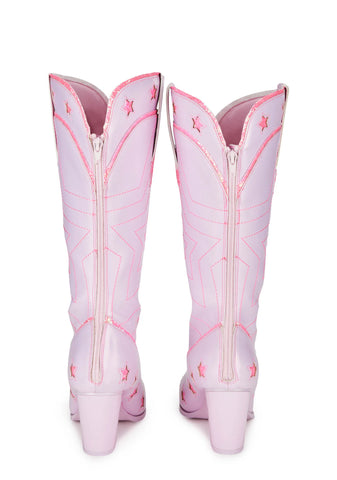 Pearl Star Space Cowgirl Boots - Pink