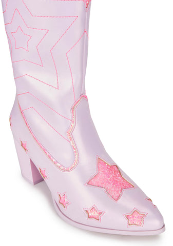 Pearl Star Space Cowgirl Boots - Pink