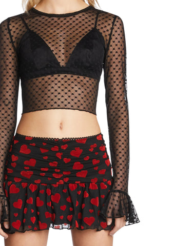 Hold My Heart Long Sleeve Top - Black