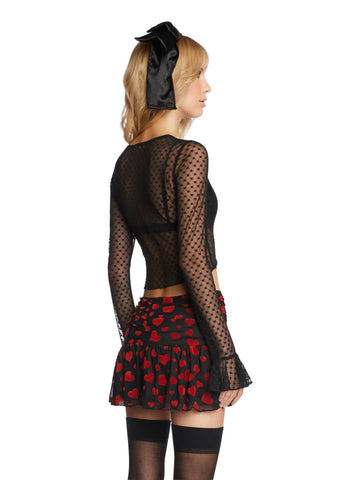 Hold My Heart Long Sleeve Top - Black