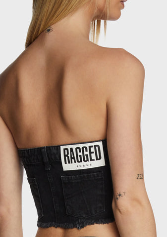 Roxy Denim Corset Top - Charcoal
