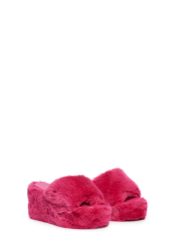 Minna Faux Fur Sandals - Pink