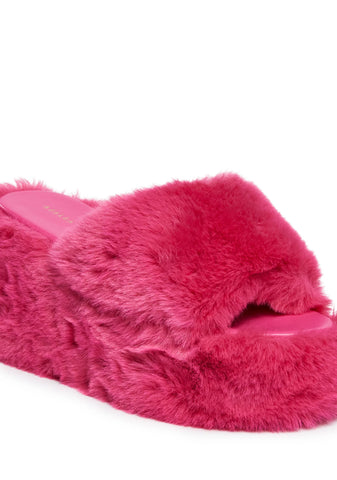 Minna Faux Fur Sandals - Pink