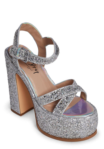 Ileen Platform Heels- Silver