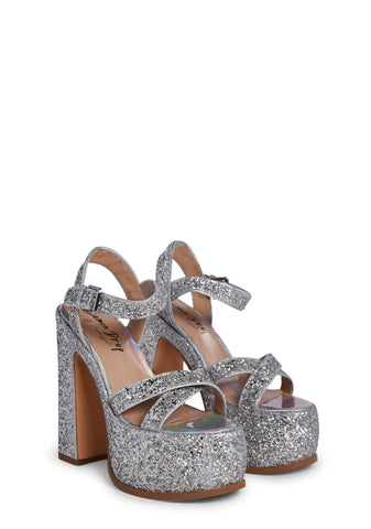 Ileen Platform Heels- Silver