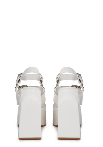Khali Block Heels - White
