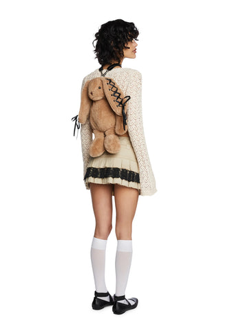 Cuddly Bunny Plush Backpack - Brown