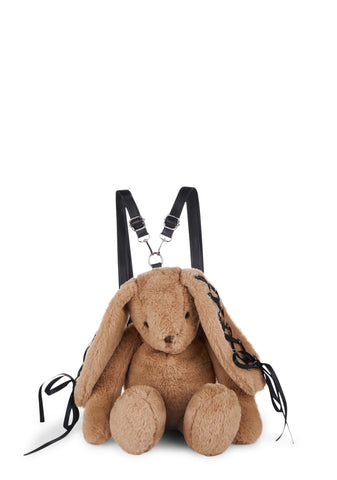 Cuddly Bunny Plush Backpack - Brown