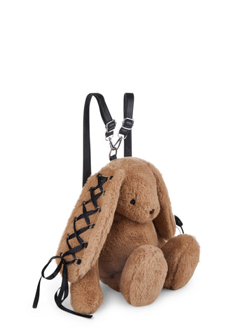 Cuddly Bunny Plush Backpack - Brown