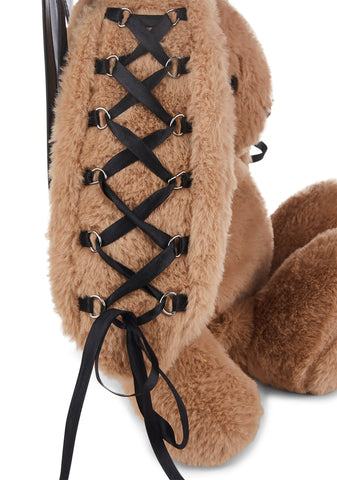 Cuddly Bunny Plush Backpack - Brown