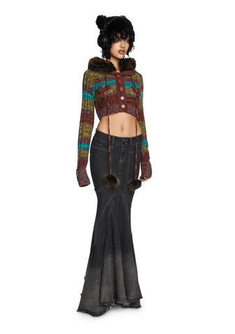 Fight Against Destruction Denim Skirt- Dark Grey