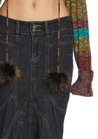 Fight Against Destruction Denim Skirt- Dark Grey