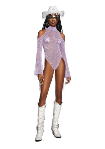 Transcendent Spectre Sequin Bodysuit - Light Purple
