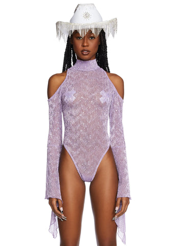 Transcendent Spectre Sequin Bodysuit - Light Purple