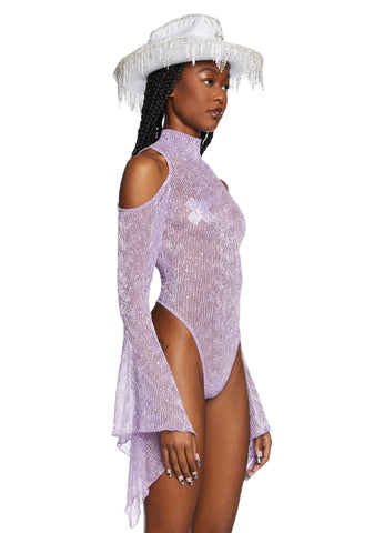 Transcendent Spectre Sequin Bodysuit - Light Purple