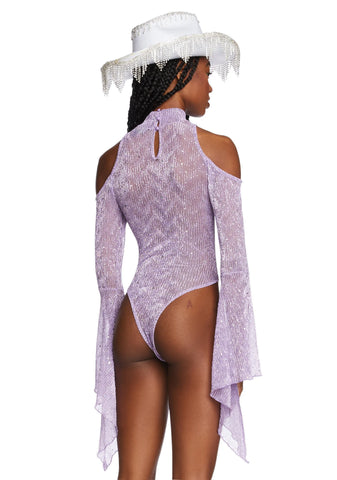 Transcendent Spectre Sequin Bodysuit - Light Purple